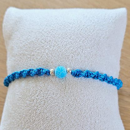 Makramee-Armband – Twist - Drachenachat hellblau