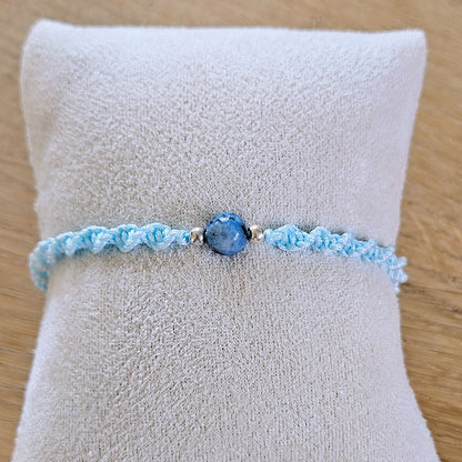 Makramee-Armband – Twist - Dalmatiner Jaspis blau
