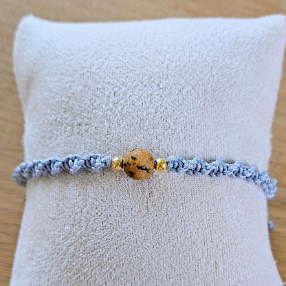 Makramee-Armband – Twist - Dalmatiner Jaspis braun