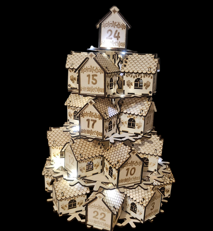 Adventskalender mit 24 Häuschen