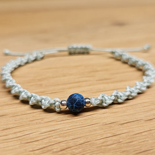 Bracelet macramé – Torsade - Agate dragon bleue