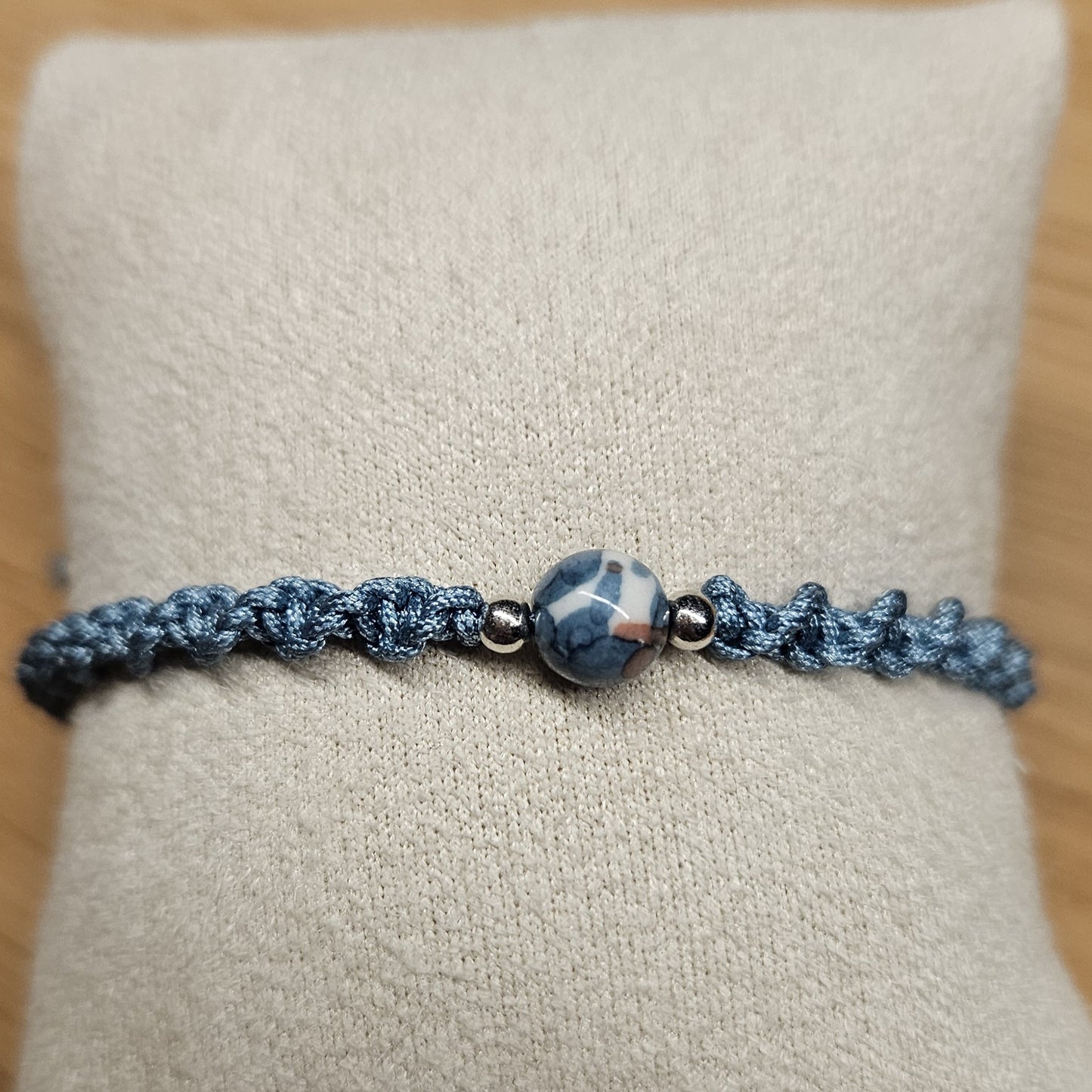 Macrame bracelet – Twist - petrol blue