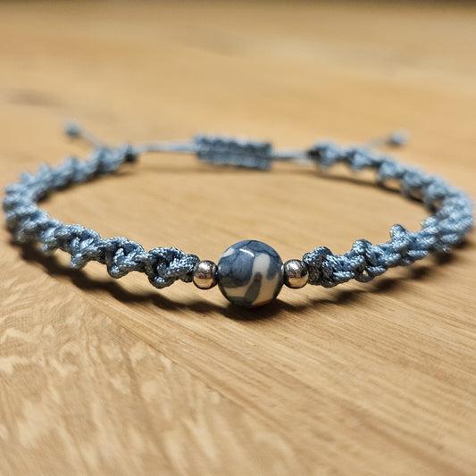 Bracelet en macramé – Torsade - bleu pétrole