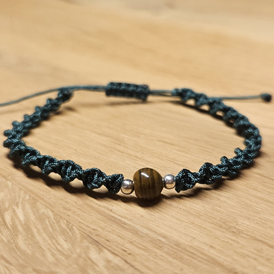 Bracelet macramé – Torsade – Œil de tigre
