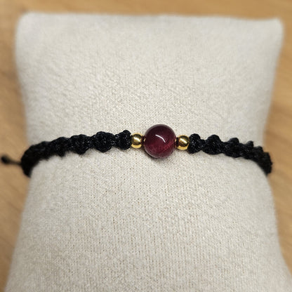 Makramee-Armband – Twist - Tigerauge pink