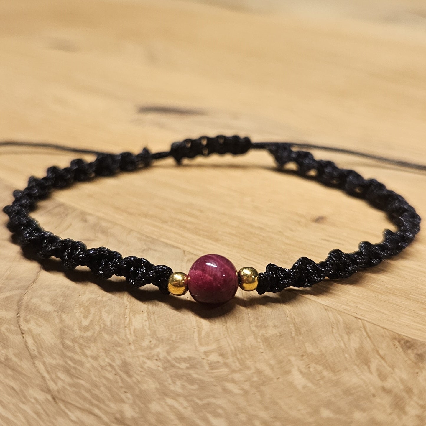 Makramee-Armband – Twist - Tigerauge pink