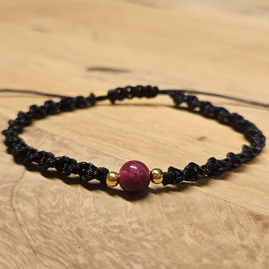 Bracelet macramé – Torsade - Œil de tigre rose