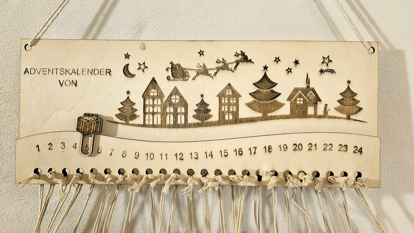 Calendrier de l'Avent « Village de Noël avec motif de randonnée »