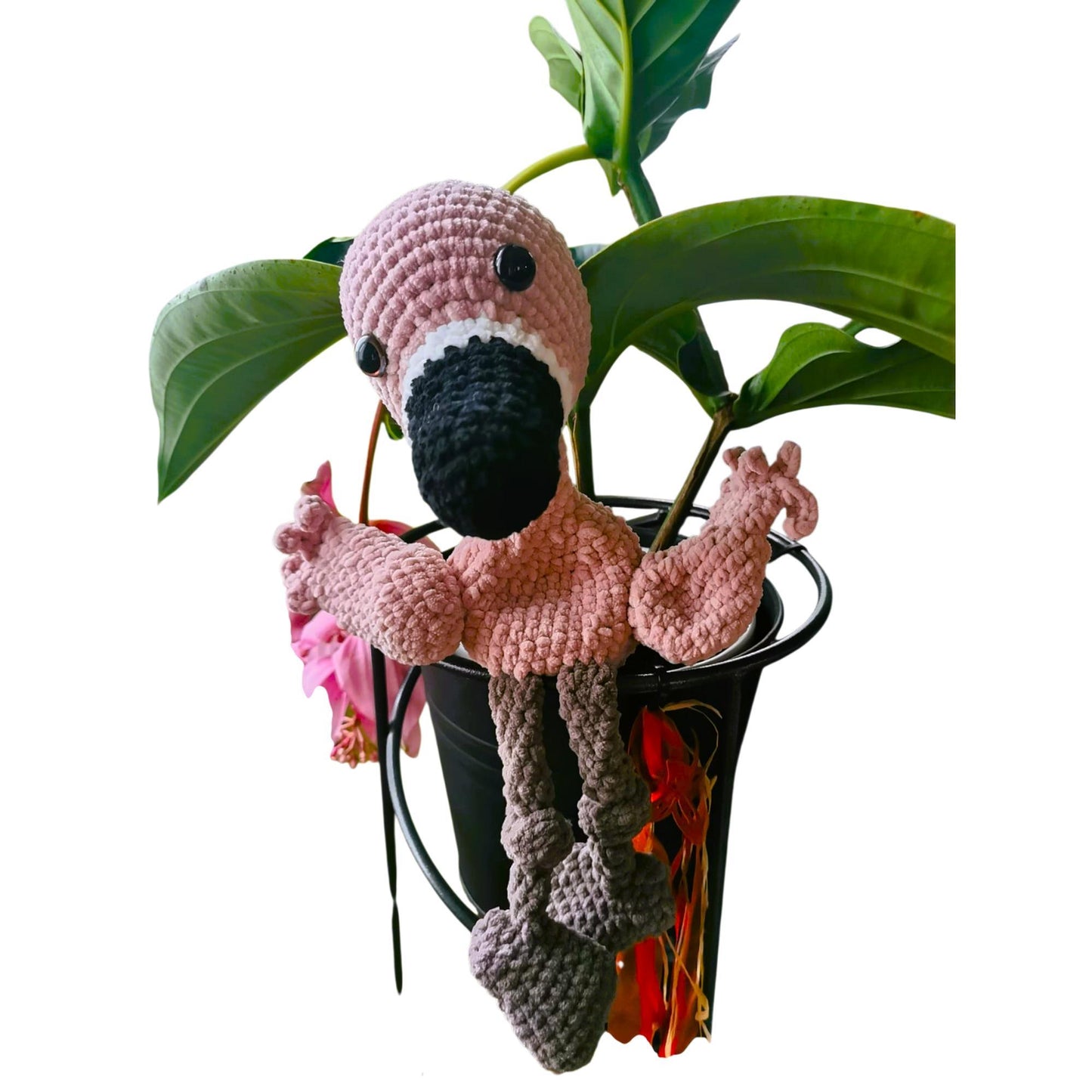 Ami au crochet flamant rose