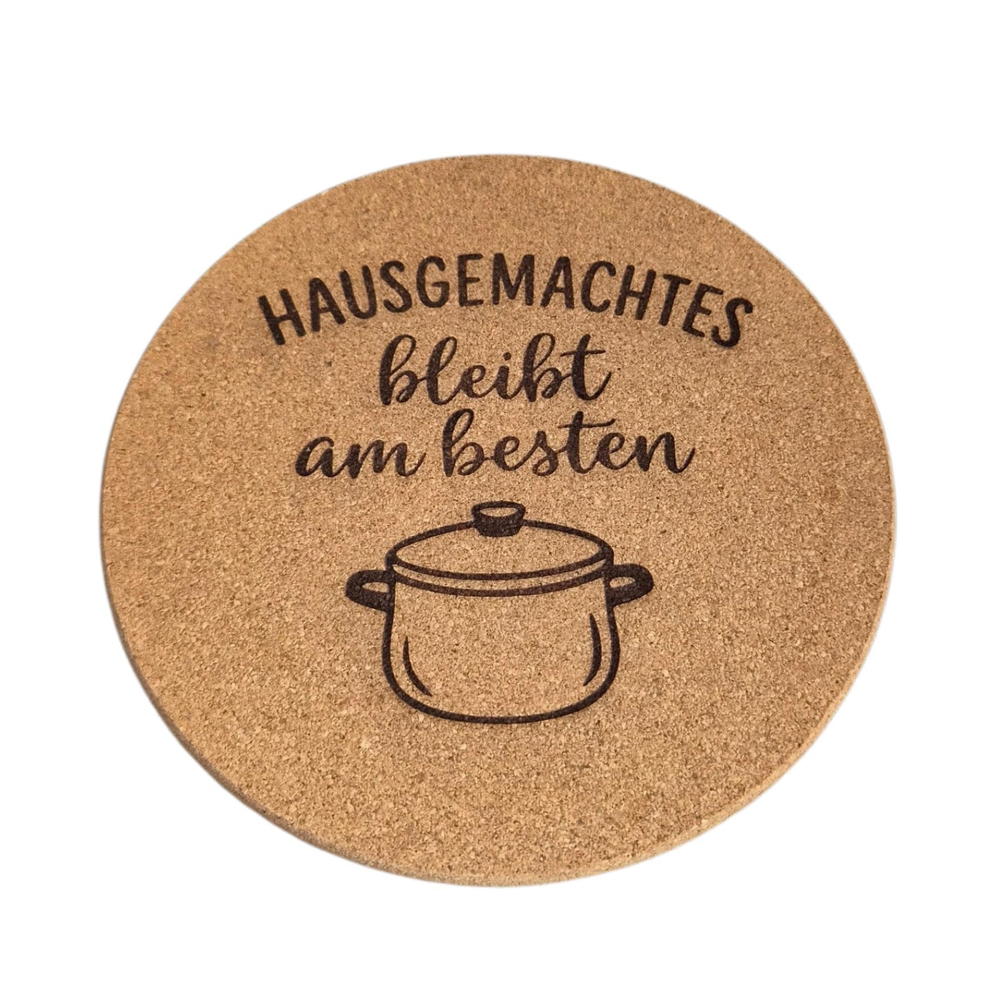 Kork Pfannenuntersetzer personalisierbar Ø 19 cm – Untersetzer aus Kork mit Lasergravur