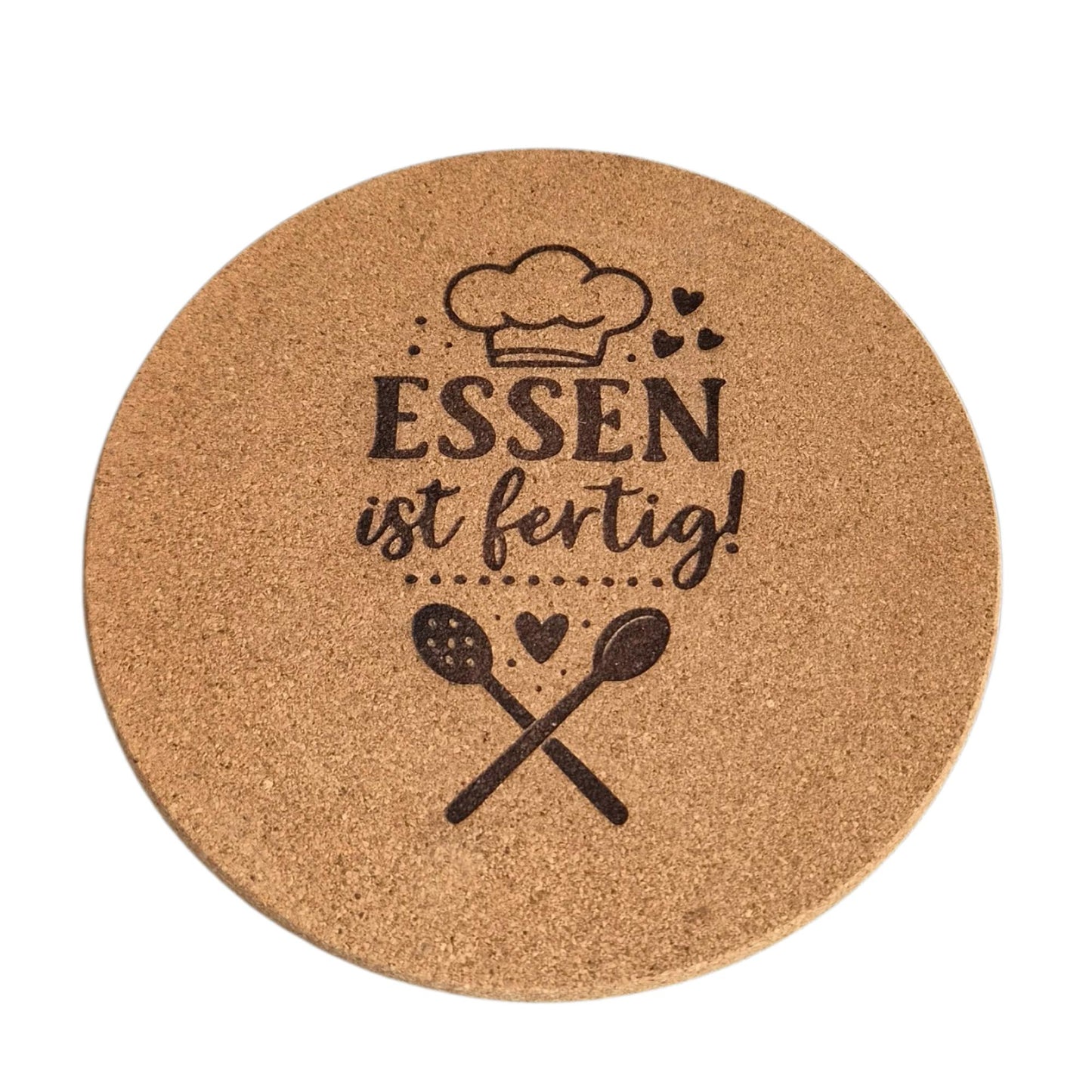 Kork Pfannenuntersetzer personalisierbar Ø 19 cm – Untersetzer aus Kork mit Lasergravur