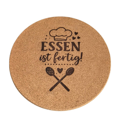 Kork Pfannenuntersetzer personalisierbar Ø 19 cm – Untersetzer aus Kork mit Lasergravur