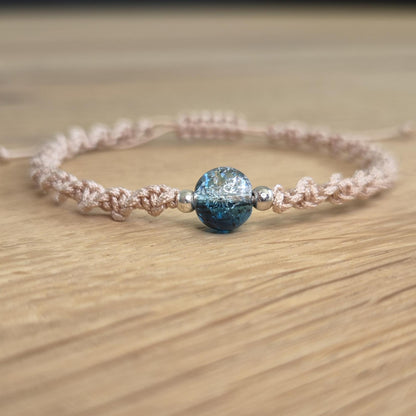 Makramee-Armband – Twist - Kristallglasperlen blau