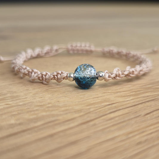 Makramee-Armband – Twist - Kristallglasperlen blau