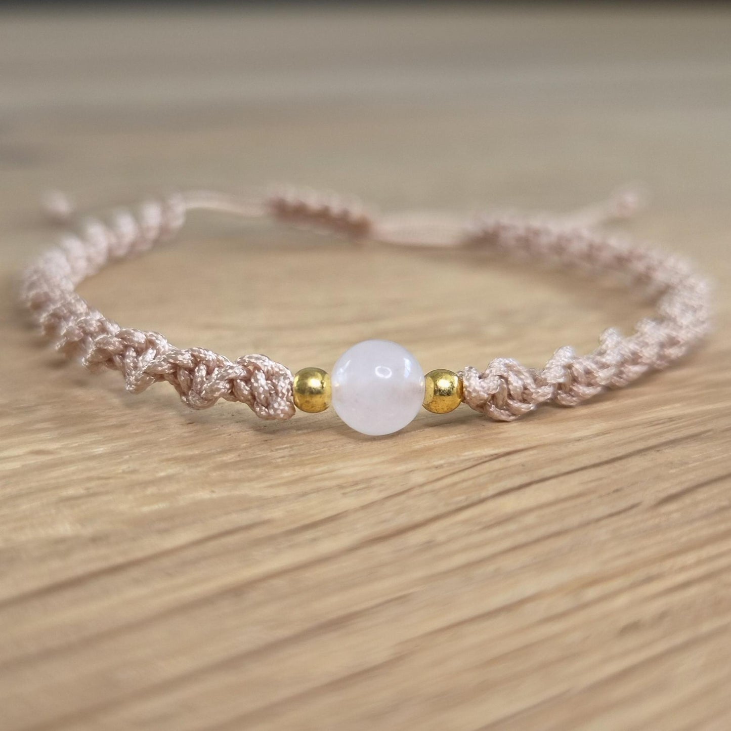 Makramee-Armband – Twist - Rosenquarz