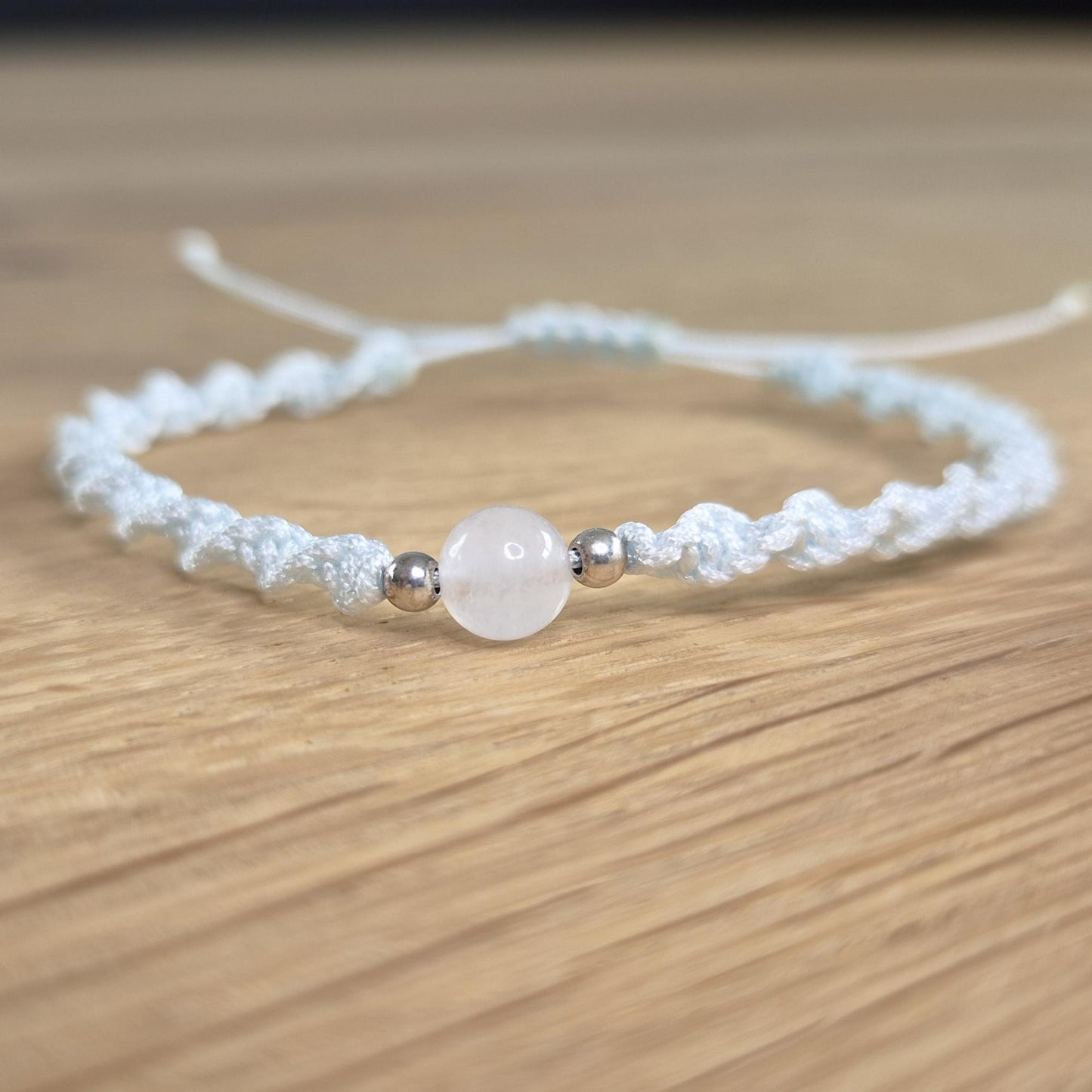 Makramee-Armband – Twist - Rosenquarz
