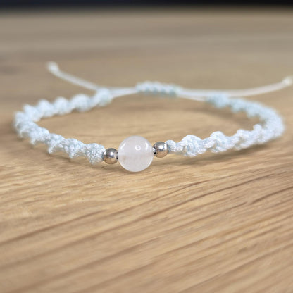 Makramee-Armband – Twist - Rosenquarz
