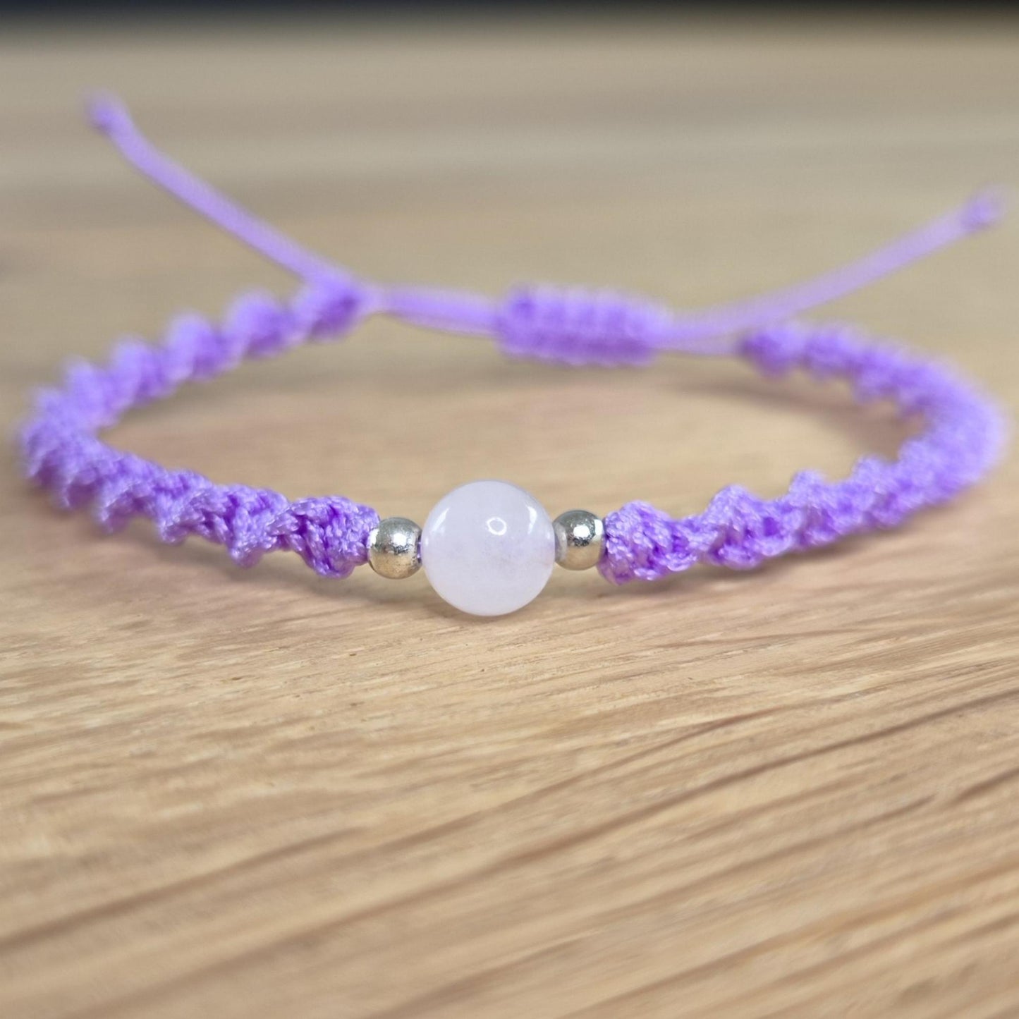 Makramee-Armband – Twist - Rosenquarz