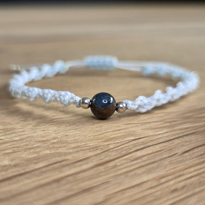 Bracelet macramé – Torsade - Cloisonné bleu marine