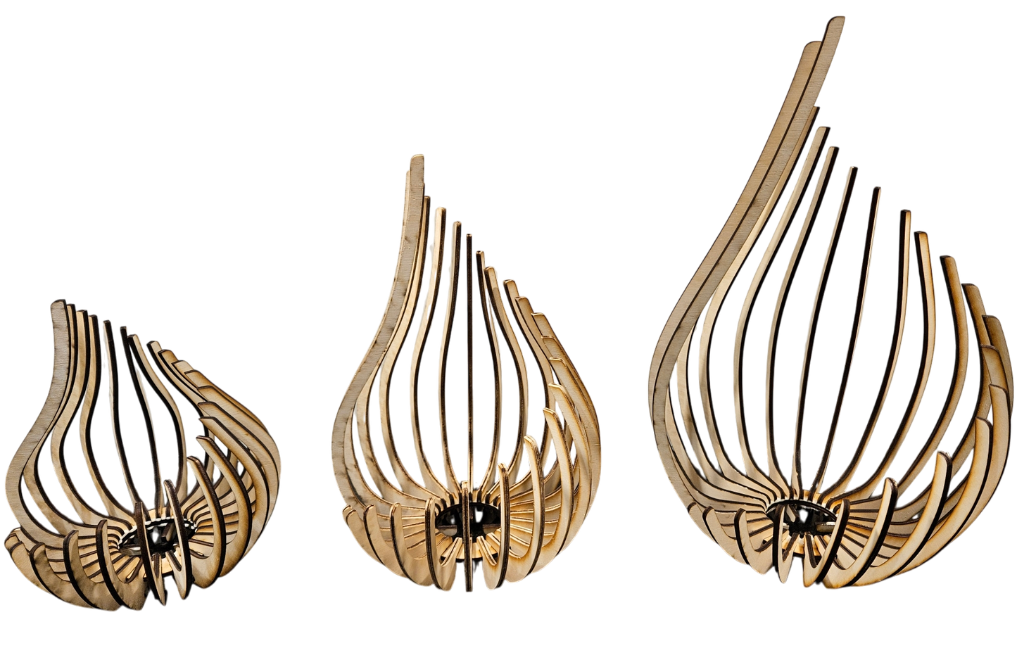 Holz Design Windlicht - Tropfen - Set