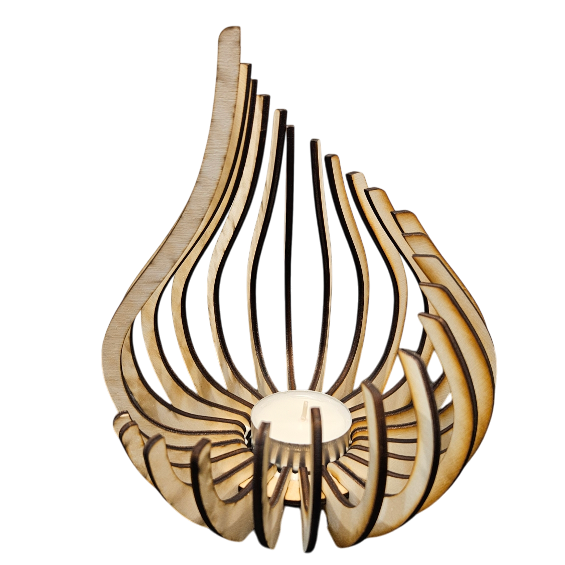 Holz Design Windlicht - Tropfen - Set