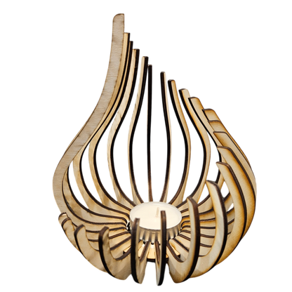 Holz Design Windlicht - Tropfen - Set