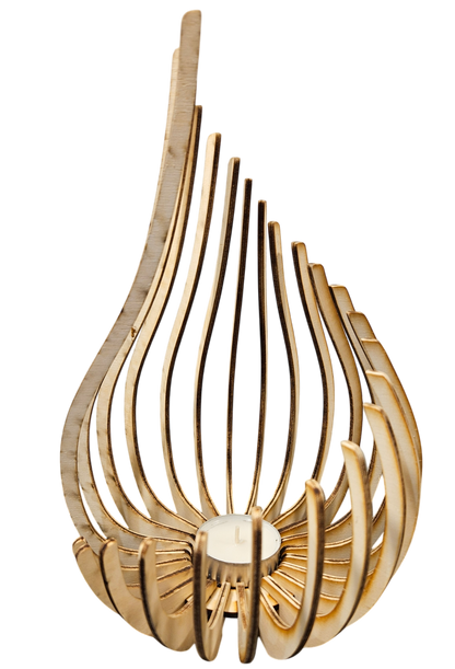 Holz Design Windlicht - Tropfen - Set