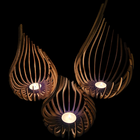 Holz Design Windlicht - Tropfen - Set