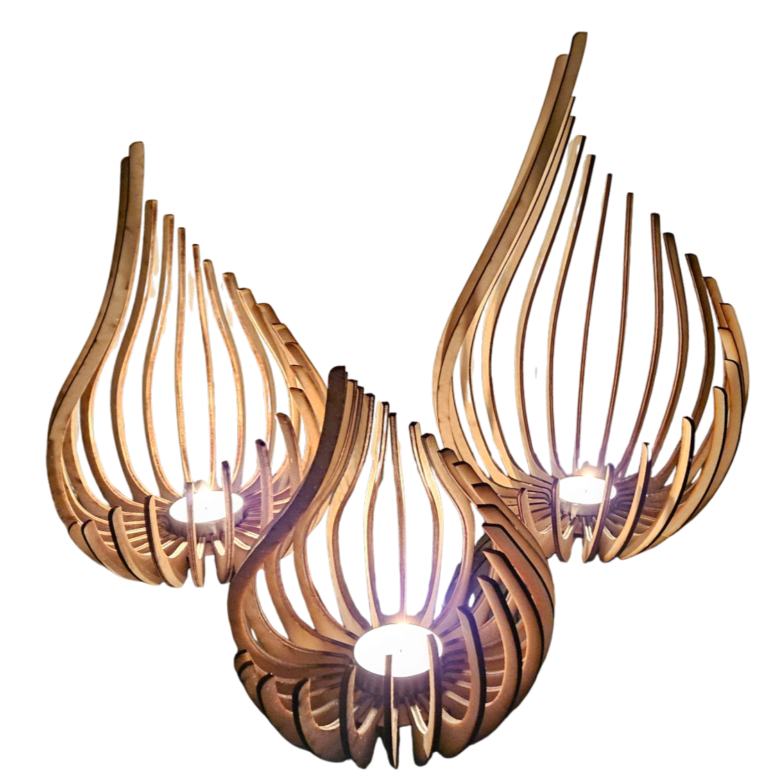 Holz Design Windlicht - Tropfen - Set
