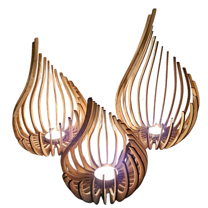 Holz Design Windlicht - Tropfen - Set