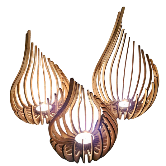 Holz Design Windlicht - Tropfen - Set