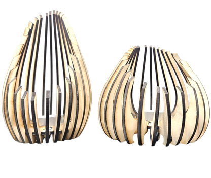 Holz Design Windlicht - Kokon - Set