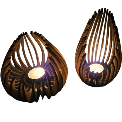 Holz Design Windlicht - Kokon - Set
